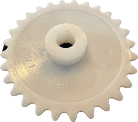 Poly/Plastic/Acetal 25 Chain 28 Tooth, Plain Bore Sprocket