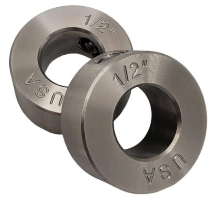 303 Stainless Steel Solid Set Collars, Shaft Collars W/1 Set Screw.  1/2" Round Bore. QUAN 2