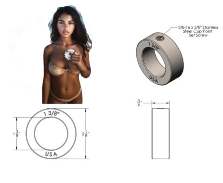 303 Stainless Steel Solid Set Collars, Shaft Collars W/1 Set Screw.  1-3/8" Round Bore. - Image 2