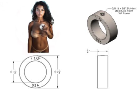 303 Stainless Steel Solid Set Collars, Shaft Collars W/1 Set Screw.  1-1/2" Round Bore. - Image 2