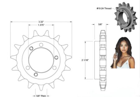 JA Bushing ANSI 50 Chain QUICK DISCONNECT (QD) 15 Tooth Sprocket.  Hardened Teeth (Copy) - Image 2